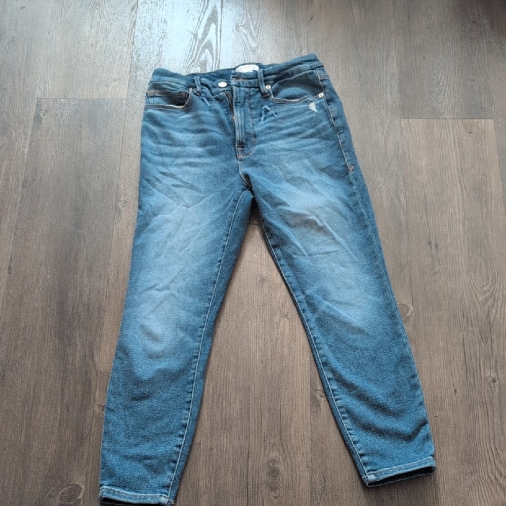 Good American Classic Blue Cropped Jeans